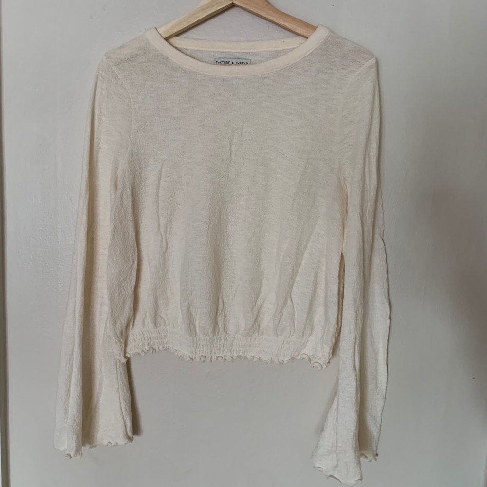 Madewell Scrunch Cropped Cream Top